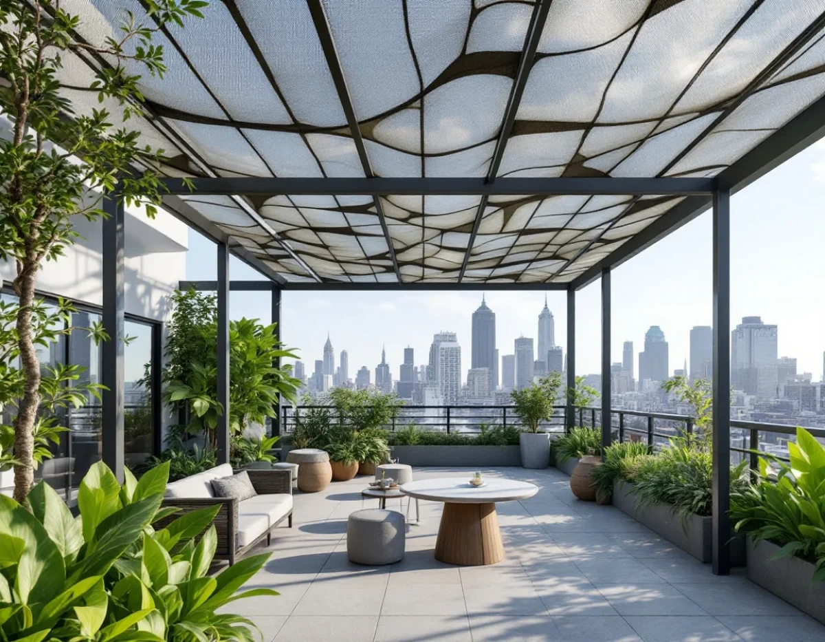 Pergola design tendance : le filet de camouflage pour une oasis de verdure en ville